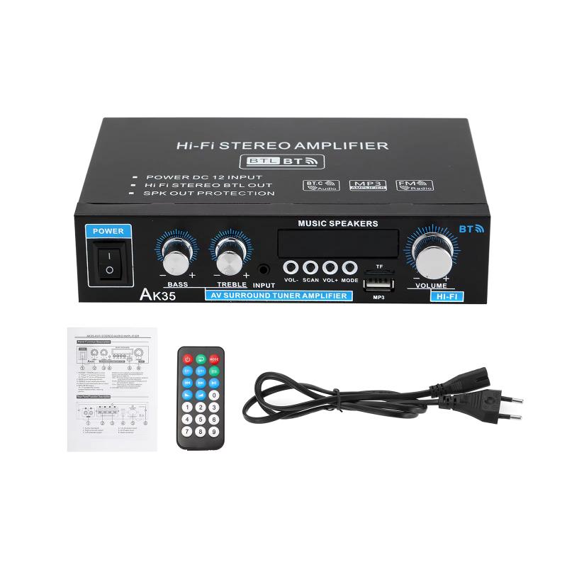 

Новый домашний усилитель мощности AK35 800 Вт, 2 канала, Bluetooth 5.0, мини Hi-Fi цифровой стереоусилитель звука, поддержка FM, USB, SD, микрофонного входа EU Plug