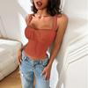 Women Small Fragrance Sexy Slim Fit Lace Trim Solid Color Camisole Top