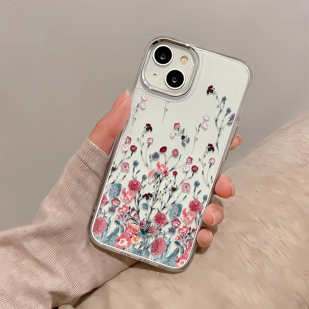 Luxury Plants Flowers Phone Case For IPhone 17 16 15 14 Plus Air 13 12 11 Pro Max Silicone Shockproof Cover Fashion Cool Coques