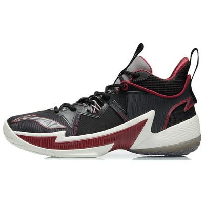 Li Ning Competition Wear Resistant Non Slip Mid Top Basketball Shoes Men Sneakers Black Red ABAR083-1