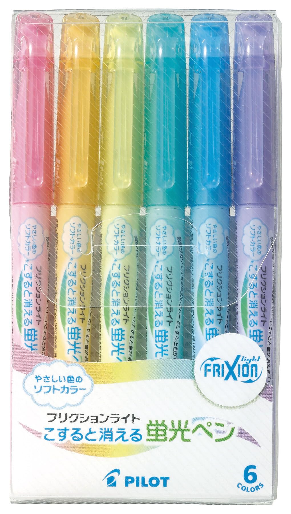 PILOT FriXion Light Highlighter Soft SFL60SL6CS Pen, 3.3mm, Color, 6-Color Set,