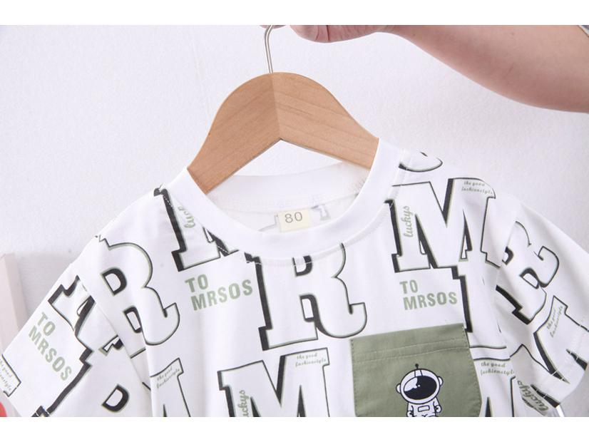 Korean Style Boys' Summer Two-Piece Suit - Short-Sleeved, Full Print for Small To Medium-Sized Kids
