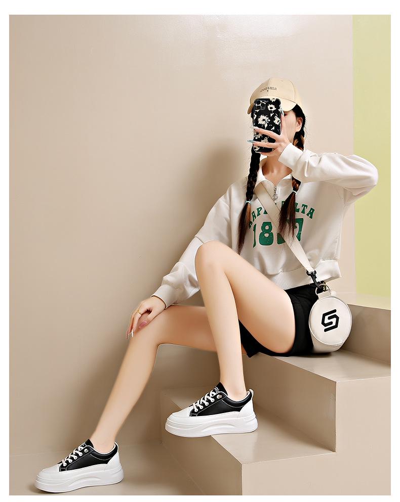 Жіночі осінні білі кросівки на платформі 2024 - Легке, дихаюче повсякденне взуття з додаванням висоти