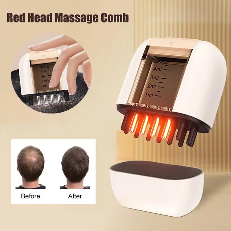 EMS Microcurrent Scalp Applicator Liquid Comb Massage Comb Essential Oil Liquid Guiding Scalp Massager Red Light Therapy