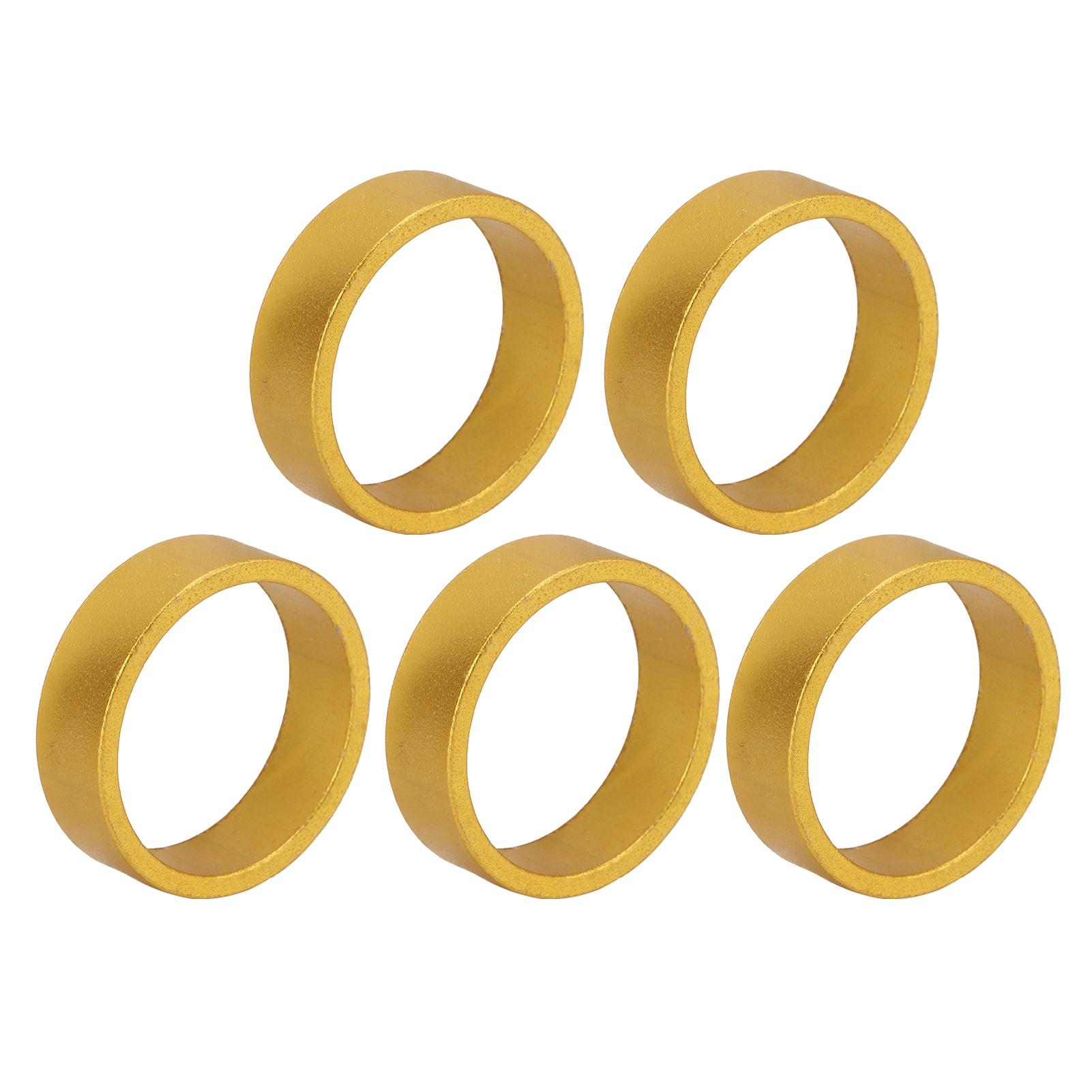 

Набор из 5 штук 10 мм проставочных колец для рулевой колонки велосипеда, глянцевая поверхность, прочные, для горного велосипеда, проставочные кольца для передней вилки, золотые золотой