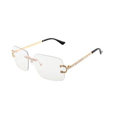 Kenbo New Rimless Rectangle Sunglasses Women Men Shades Brand Designer Blingbling Diamond Sun Glasses Retro Frameless Sunglasses