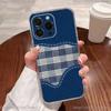 Ins Korean Blue Striped Grid Phone Case For iPhone 17,16,15,14,13,12,11 Plus,Pro,Max,XR,XS,Plus,E,SE4,Mini Transparent Cover