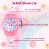 Maeau Kids Quartz Analog Watch Waterproof Pink Rabbit Design Girls Wristwatch for School and Birthdays