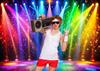 7x5ft Fabric Disco Rainbow Stage 70s 80s 90s Backdrop Vintage Lights Photography Background Rock Music Club Neon Glow Party Decorations
