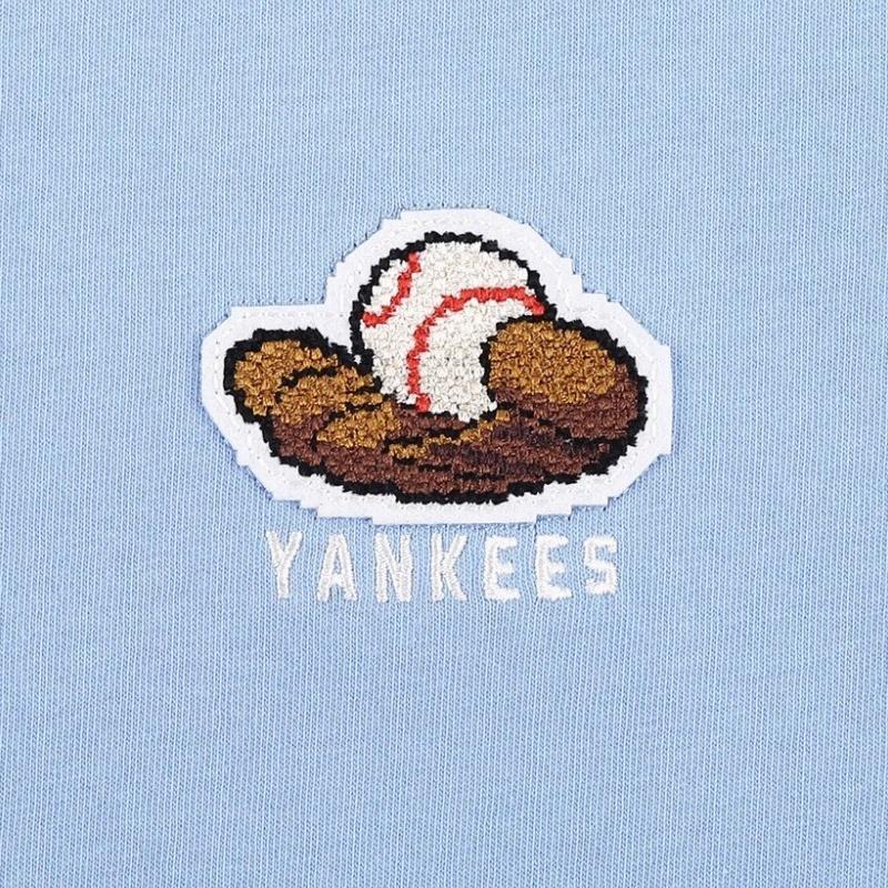 MLB Base Logo T Shirts Unisex Light Blue Crew Neck Moderate Straight Fit 31TSN1131-50S