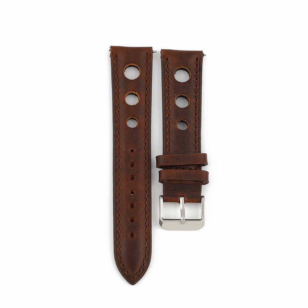 

Leather Watchband Breathable Crazy Horse Oil Wax Watch Strap 18mm 20mm 21mm 22mm Quick Release Wristband Pin Buckle Band 22mm коричневий