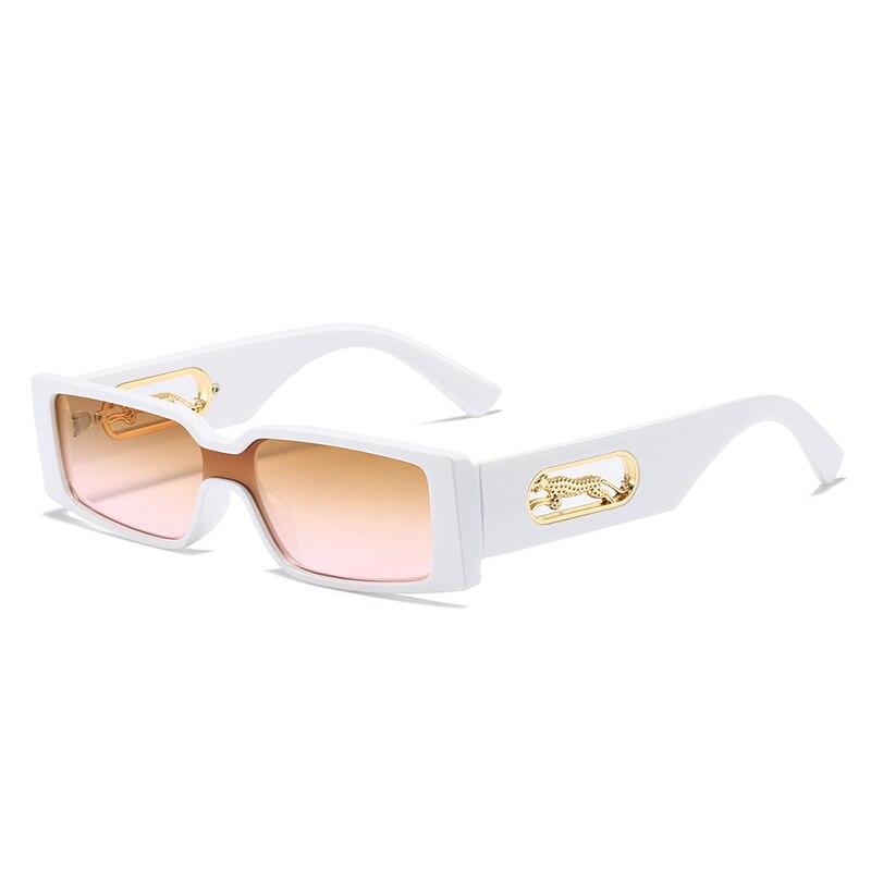 SHAUNA Fashion Rectangle Sunglasses Women Candy Colors Gradient Eyewear Shades UV400 Vintage Metal Cheetah Decoration Sun Glasses