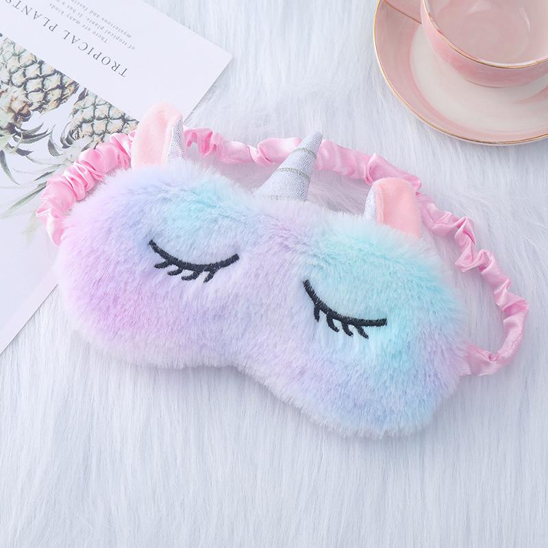 Plysj øyelapp Sovebind for reisehvile Myk Sovemaske Øyemasker Søt Glitter Unicorn øyedeksel