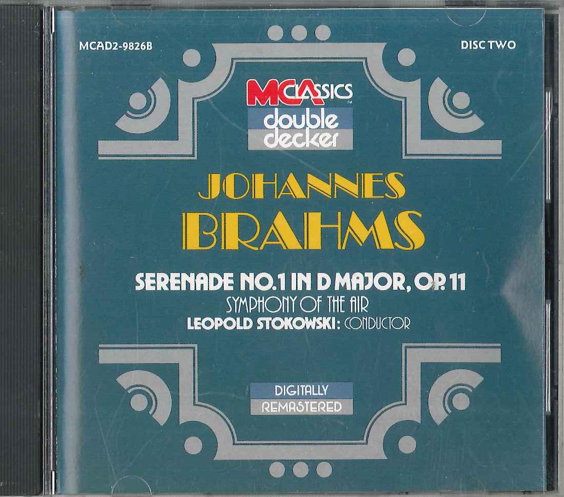

CD YMPHONY OF THE AIR, LEOPOLD STOKOWS - Brahms Serenade No. 1 In D Major, O MCAD29826B MCA 1989 US Classical Used