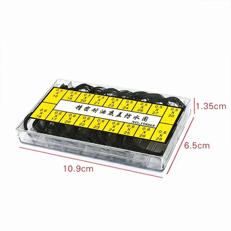 200 Stück Uhrengehäuseboden Gummi Wasserdicht O-Ring Dichtung Reparaturwerkzeuge für Uhrmacher Dicke 0,5 mm/0,6 mm High-End Box