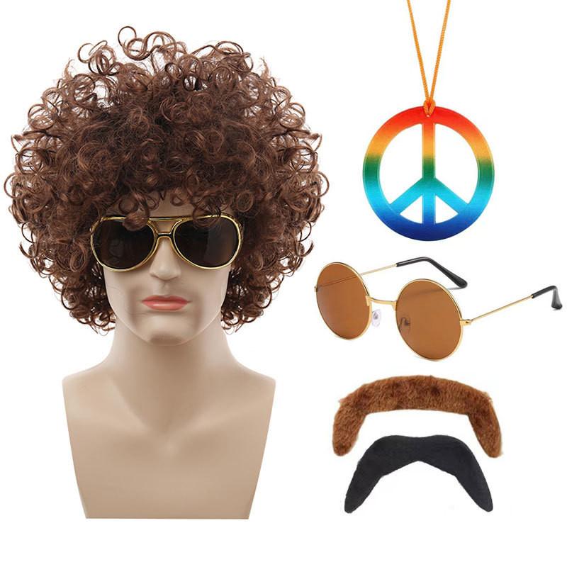 Colorful Coffee Brown Punk Wig For Halloween Parties With Accessories And Hairpieces