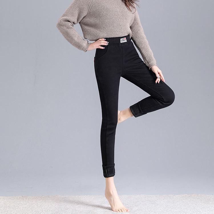 Buy Autumn Winter Warm Plus Fleece Jeans Women's Slim High Waist Winter  Trousers All-match Pencil Pant at affordable prices — free shipping, real  reviews with photos — Joom