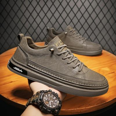 Retro Casual Shoes Trendy Black Men's Low-top Board Shoes Autumn and Winter Men's Shoes Versatile Travel Shoes Solid Color