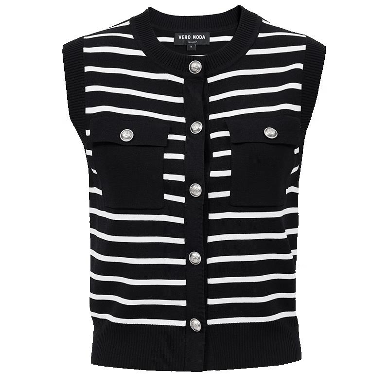 

VEROMODA Women s Sleeveless Striped Knit Cardigan M