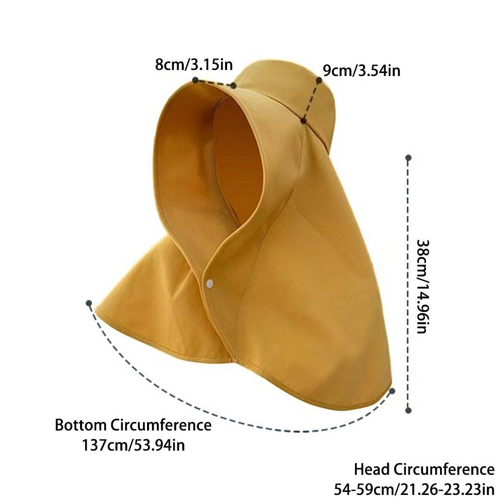 Large Brim Full Face Sun Protection Hat With Neck Shawl UV Protection Adjustable Summer Hat For Women Outdoor Beach Travel
