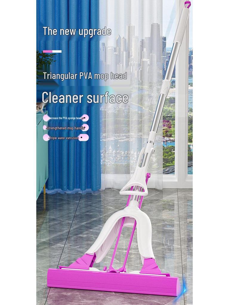 Triangular PVA Mop: Perfect for Corners, Strong Water & Dust Absorption, Ideal for Crevices and Dead Corners.