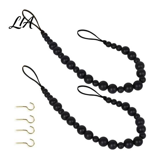 Decorative Curtain Accessories Boho Beaded Tieback, Modern Holder with Adhesive Hook, Room Decor Accents No Drilling Required, Drapery Holdback