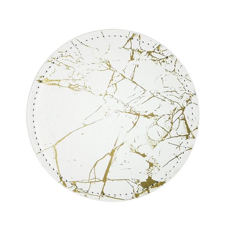 PU Heat-Resistant Non-Slip Round Leather Coaster Placemat - High Temperature Insulation Pad