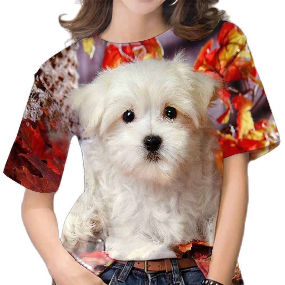 Women's T-shirt large size loose sports short sleeve new animal 3D printing