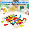 Colorful Wooden Tetris Building Block Puzzle For Educational Preschool Playtime