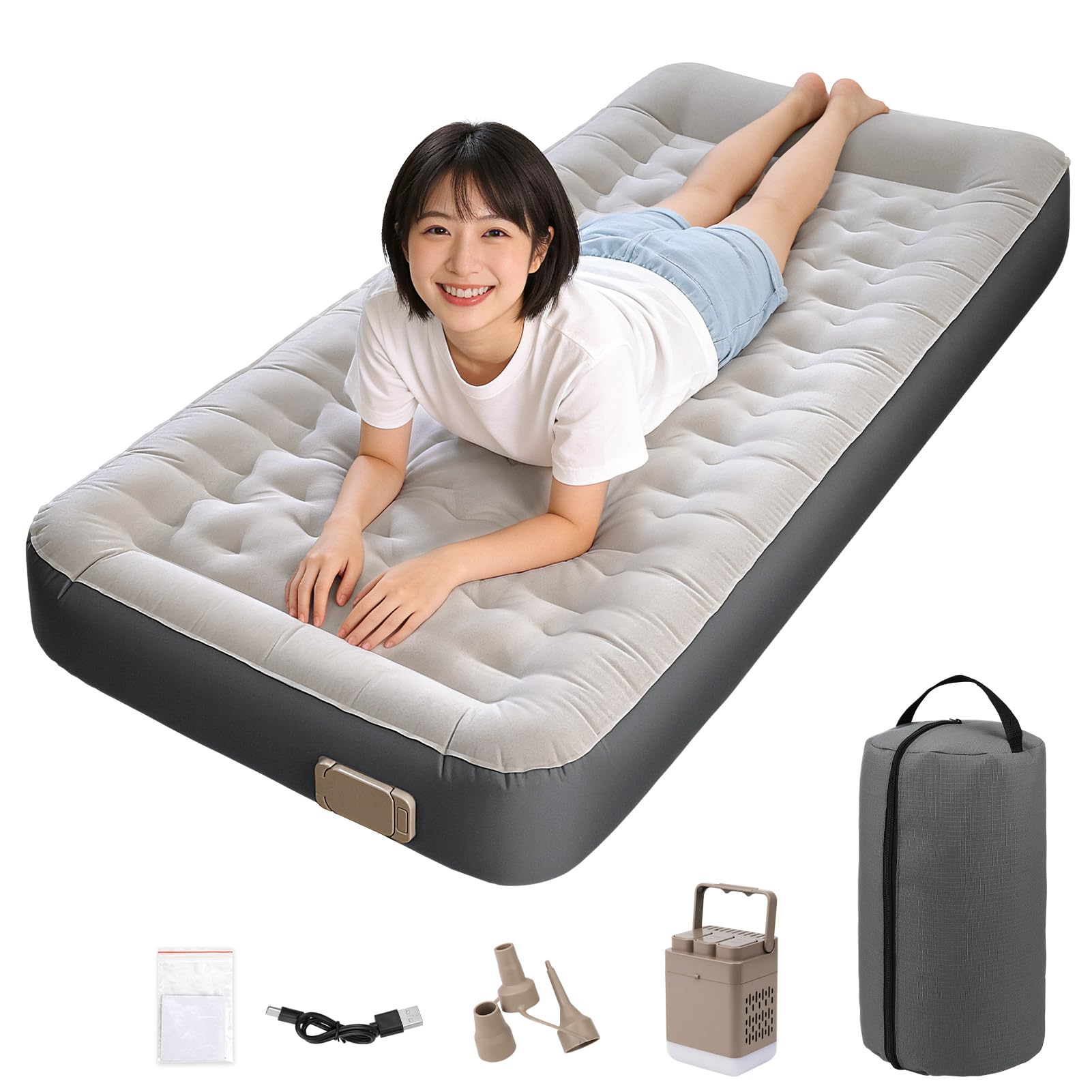 

Air Bed [TPU Pro Grade - Ultra-lightweight & Tough] Camping Mat, Fast Setup & Takedown, Built-in Electric Pump, Inflatable Mat, Foldable, Self-Inflati