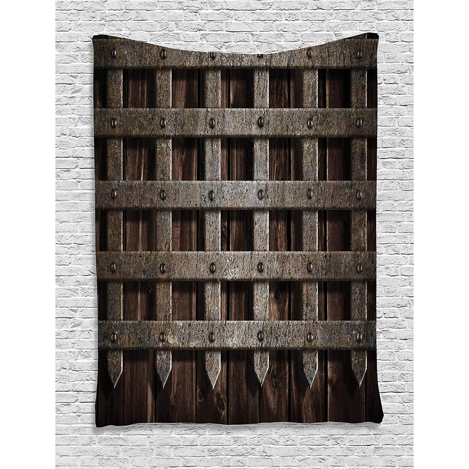 Tapestry medieval wooden castle wall 75x100