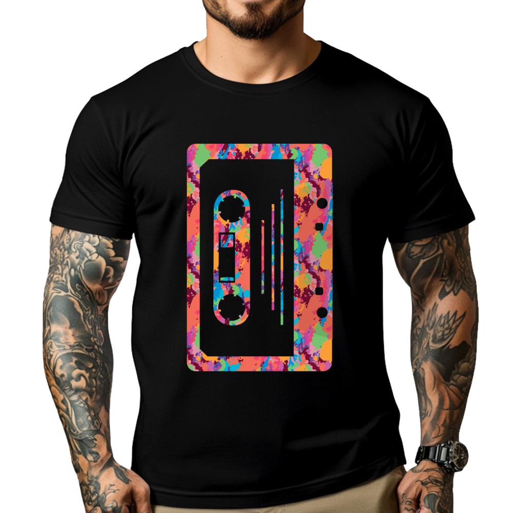 

Retro Cassette Black Graphic Tees Camisas De Hombre Classic Hiphop Streetwear Mens Gifts Vintage - Men s Summer Cotton Graphi... 5XL різнокольоровий