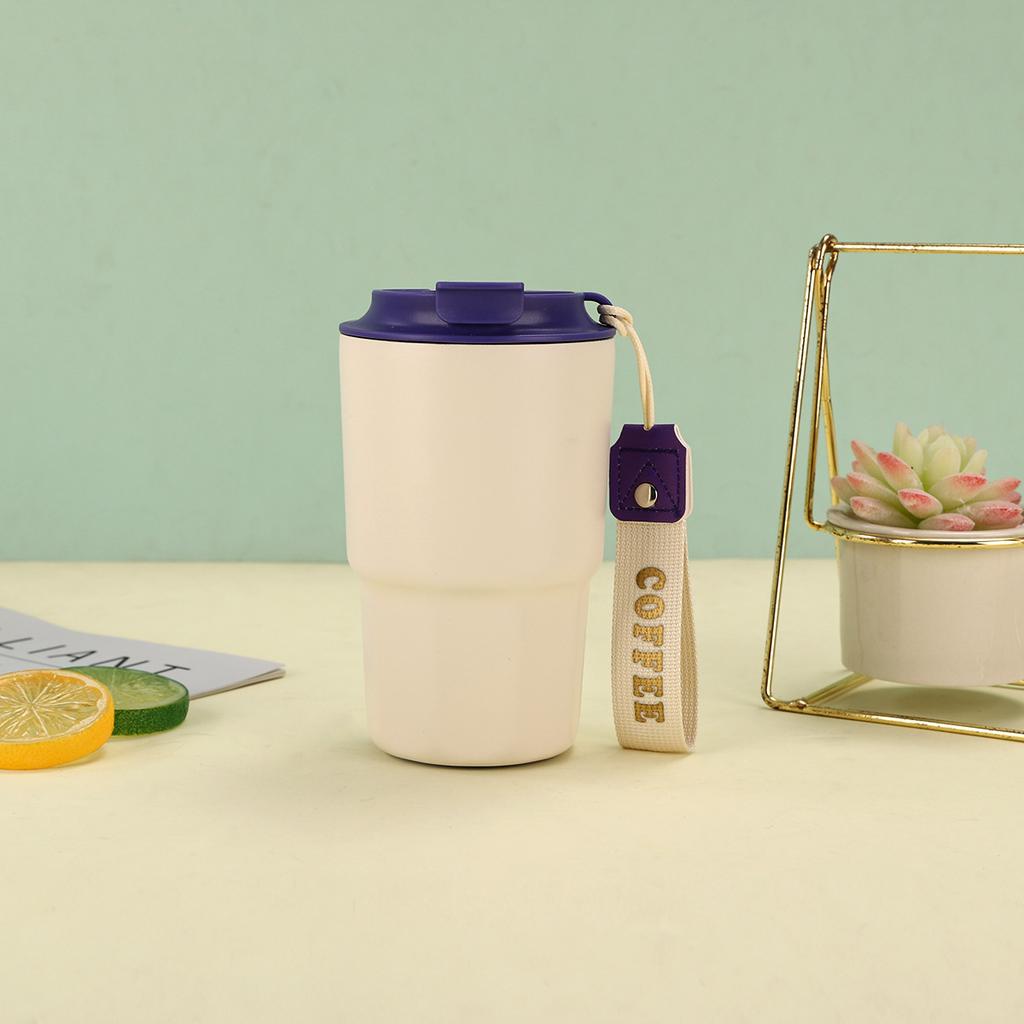 Double drink coffee cup stainless steel vacuum thermos cup with lifting rope portable accompanying water cup holiday gift