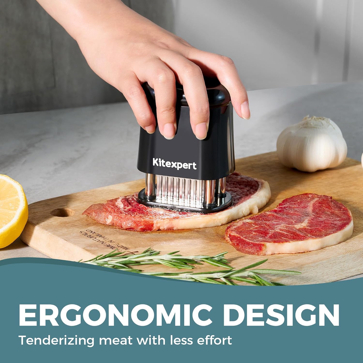KITEXPERT Meat Tenderizer Tool with 56 Stainless Steel Ultra Sharp Needle Blade, Durable Meat Tenderizer with Safety Lock, Chicken Tenderizer for