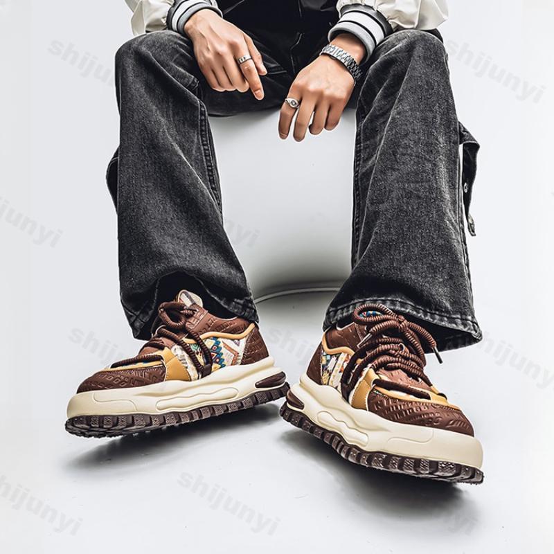 Fashion Four Seasons Men's Shoes 2025 New Breathable Casual Sneakers Versatile Thick Bottom Height Increasing Non Slip Chunky Sneakers