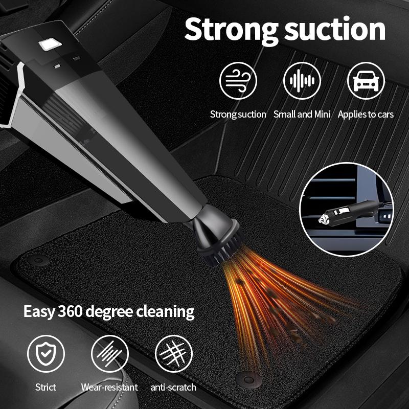 Car portable vacuum cleaner, 35000pa high suction wet and dry vacuum cleaner, one-key dust removal, air dust collector