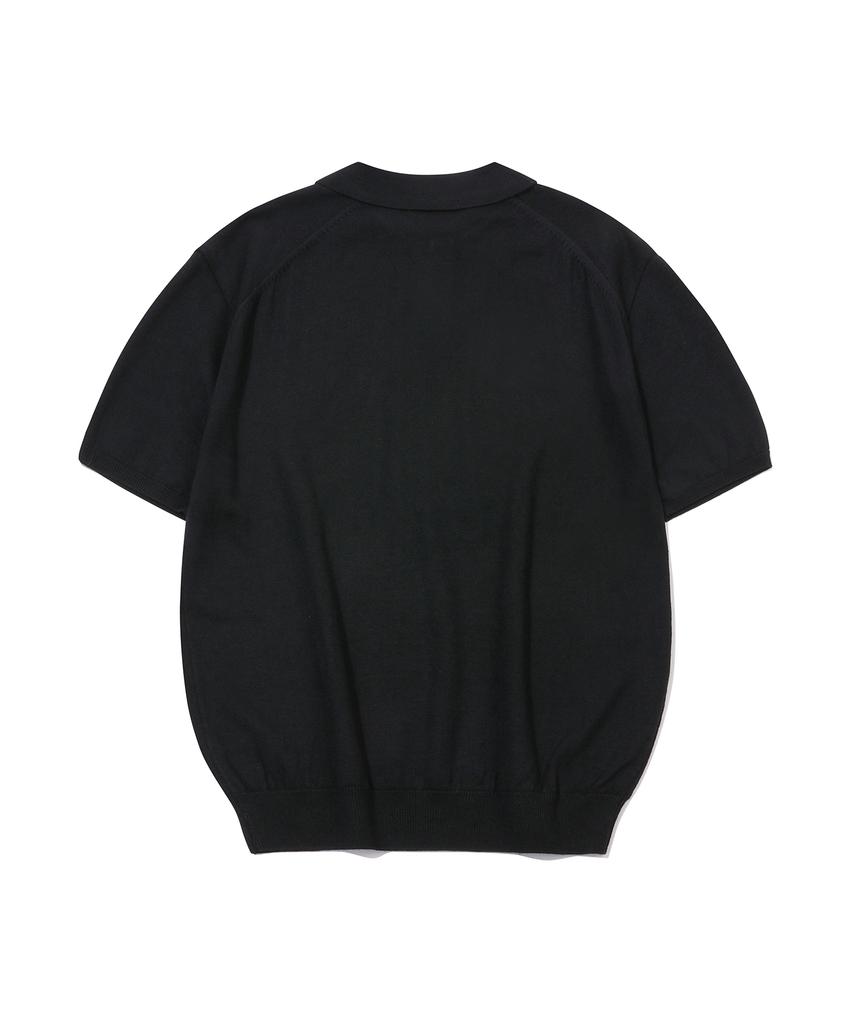 GNOK Silk Collared Short Sleeve Knit [Black]