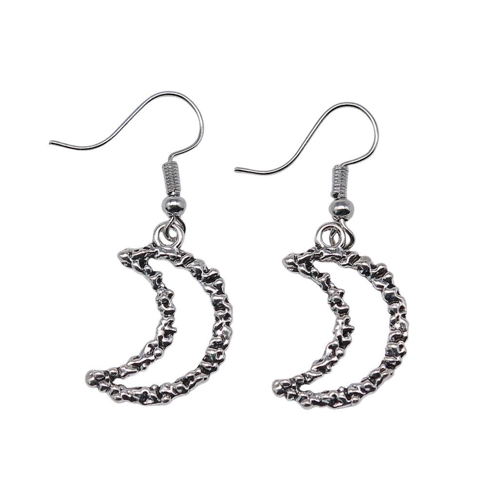 Matte Crescent Moon Dangle Earrings Sun Minimalist Gothic Lunar Drop Earrings Dark Celestial Jewelry