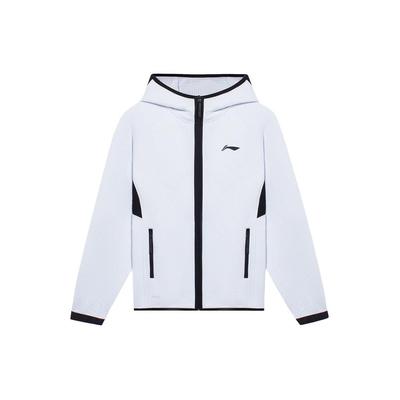 Li Ning Sports Basketballserie Fargeblokk Utendørs Avslappet Sport Hettegenser med Glidelås Langermet Genser Unisex Hettegensere Standard-Hvit AWDSC13-2