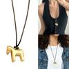 Soft Leather Cord Necklace Featuring Detailed Horse Charm Fashionable for Women