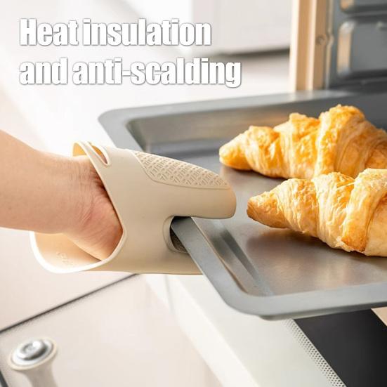 1Pc Thickened Silicone Oven Mitts with Non-Slip Texture Heat-Resistant Gloves for
