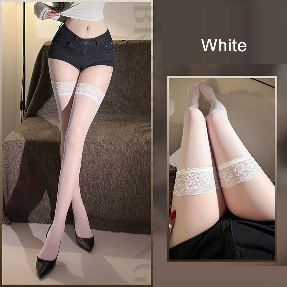 Sexy Summer Lace Women Stockings Lolita Tight Fitting Breathable Transparent Stockings Y2K Fashion Charm Purple Long Socks