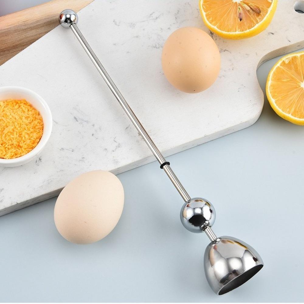 2 stk Rustfritt Stål Eggknekker Separator Profesjonell Eggvisp Skall Kokt Verktøy Matlagingsverktøy
