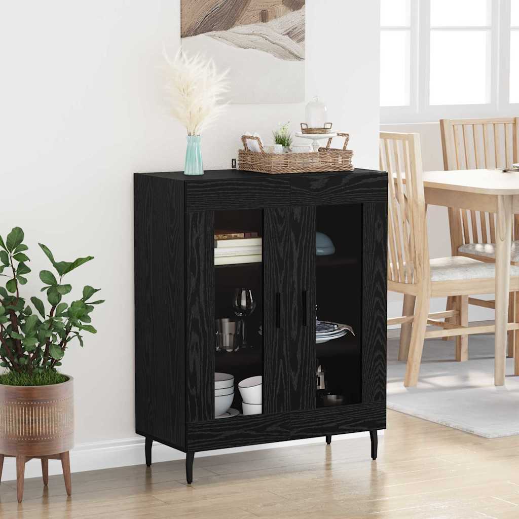 Sideboard in Black Oak Look 69.5 x 34 x 90 cm Particle Board