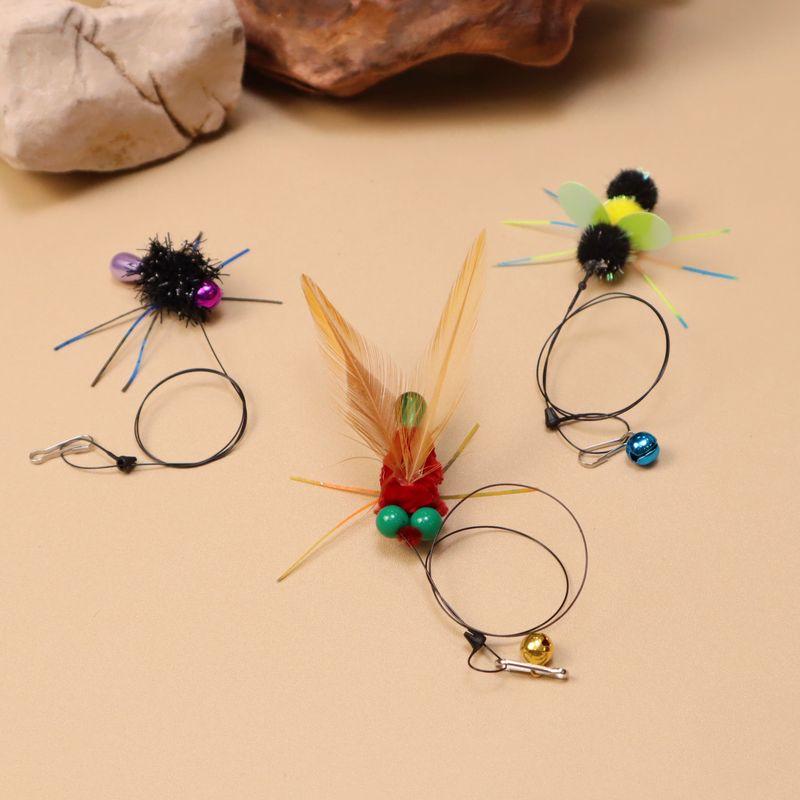 

Artificial Insects Teasing Cat Stick Replacement Head Silicone Tentacles Small Flies Cat Toy Color Small Flying Insects Pet Supplies 3 Insects with lines, one for each