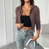 Women's Autumn and Winter Sweatshirt Y2K Cardigan Hooded Slim Sweater Jacket