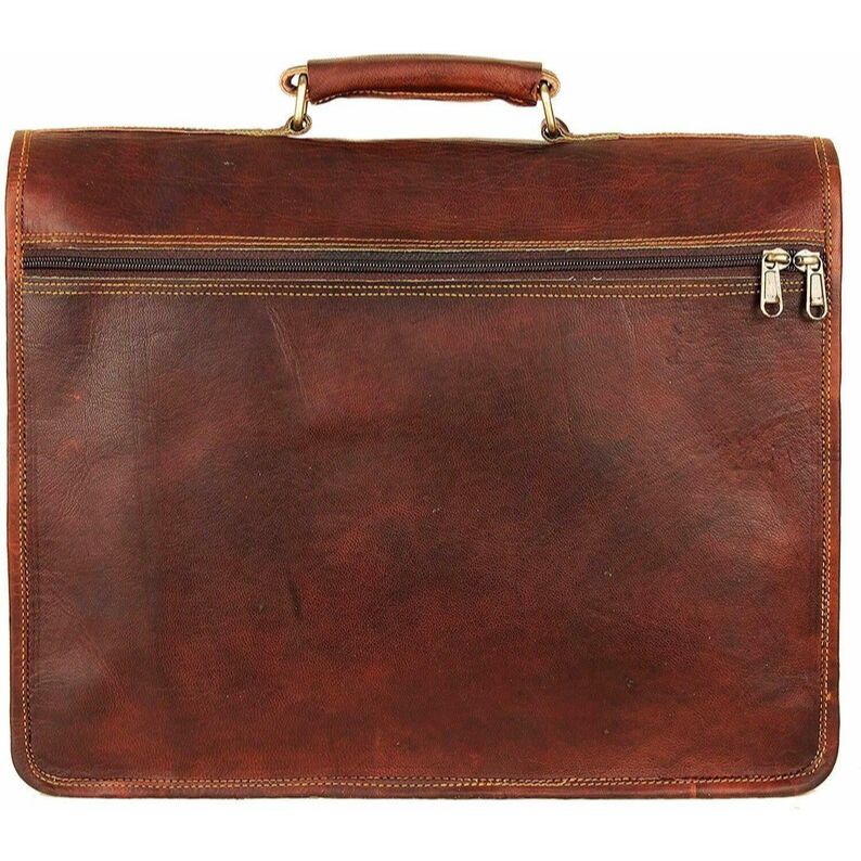 Unisex Handgemachte Tasche, Vintage Echtleder Tasche, Laptop Business Tasche Handgemacht Satchel Schultergurt Büro Schule Reise Messenger Bag