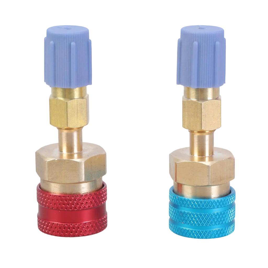 2pcs Brass Quick Couplers Set High/Low Side Adapters Air Conditioning Hose Fitting Refrigerant Charge Hose for R1234YF