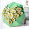 1pc Daisy Heart Automatic Folding Umbrella, Heavy Duty 8 Rib Iron Frame,  Suitable for Travel, Daily Use, Birthday, Decor Gift  52