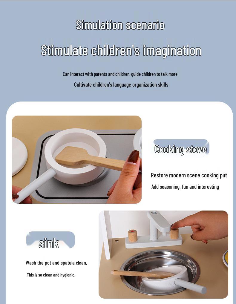 Wooden Play Kitchen Set for Kids: Pretend Cooking Toys for Boys and Girls